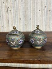 Fine Pair of Japanese Champleve Covered Jars picture