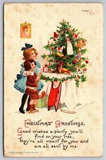 Christmas Greetings Tree Toys Children Signed Frances Brundage Postcard J11 picture