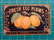 Original 1880s Thurber can label - Plums picture