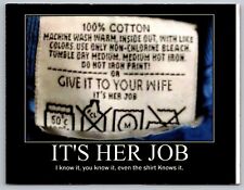 Sexist anti-feminist postcard depicting instructions for washing a shirt. picture