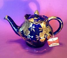 Arthur Wood Teapot - Cobalt Blue And Gold Moriage - Unused With Tag - England picture