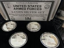 US Armed Forces 4-Silver Coins Set - Each Coin Has One Troy Oz. Of .999 Silver picture
