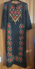 Vintage Black Ethnic Dress Hand Crafted Embroidered in Pristine Cond. Sz large picture
