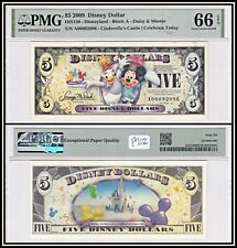 2009 Daisy Duck & Minnie Mouse $5 Disney Dollar PMG 66 EPQ Gem Uncirculated picture