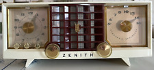 VTG 1950's ZENITH MODEL Z519W TUBE CLOCK AM RADIO, WORKS- Eggshell White- RETRO picture