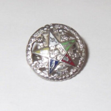 Vintage 14K White Gold & Enamel Masonic Eastern Star Lapel Pin picture
