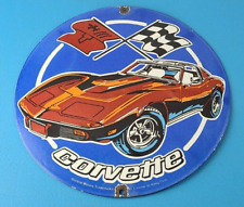 Vintage Chevrolet Corvette Porcelain Sign - American Service Gas Oil Racing Sign picture