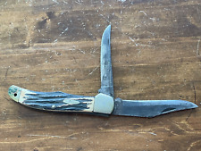 Vintage Kabar large 2 Blade Folding Hunter Pocket Knife w/Stagalon Hdle--1149.24 picture