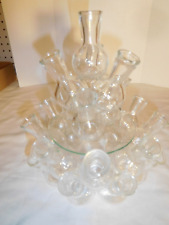 25 Vintage 1960's mini Clear Glass Attached Bud Vases Floral Design Set picture