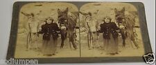 Great Original Antique 1895 Cute little Girl & Donkeys Jackass Stereoview Photo picture