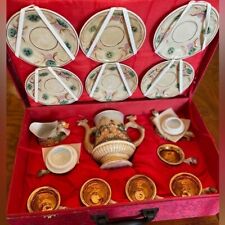 Vintage Capodimonte Tea Set, 17 Piece Set, Gold Gilt Cherub Italian Porcelain picture