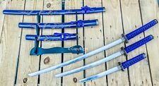 3 Pc Blue Dragon Samurai Sword Set Carbon Steel Blades with Stand picture