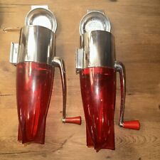 Dazey Rocket Ice Crusher Model 160 Red/Chrome Crank 1950's Set Of 2 picture
