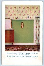 Hillsboro WI Postcard Wall Paper Pattern SA Maxwell & Co Arts Crafts Advertising picture