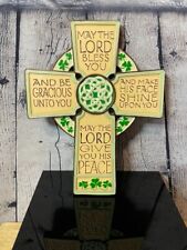 Irish Blessing Celtic Resin Cross - 12 x 8 - Clovers picture