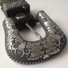 Three Piece Sterling Silver Ranger Buckle, Marked Cowboy Culture picture