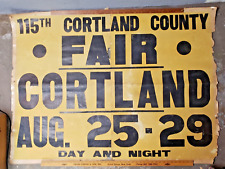 Vintage 1954 Large Cortland County Fair Broadside Poster NY Sign picture