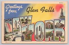 Glen Falls New York, Large Letter Greetings RARE HTF SCARCE, Vintage Postcard picture