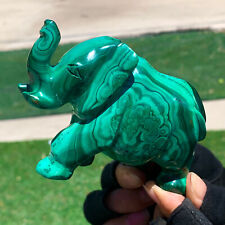 490G Natural glossy Malachite Crystal  Handcarved elephant mineral sample picture
