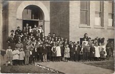Jeffers Minnesota RPPC 1902 School Building Students Teachers c1907 Postcard V6 picture