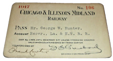 1917 C&IM CHICAGO & ILLINOIS MIDLAND EMPLOYEE PASS #106. L&NW picture