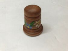 Hand Painted Wood Wooden Sewing Thimble Flowers Floral  picture
