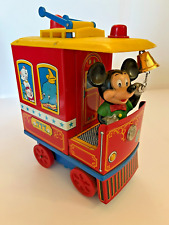 Vintage MASUDAYA/MODERN TOYS Mickey Mouse Battery Op. Tin/Plastic Trolley picture