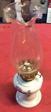 VTG Floral Oil Lamp White. 11” Height. picture