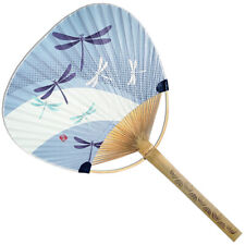 Japanese Uchiwa Flat Fan Hand Held Bamboo Handle Tombo Dragonfly Pattern Design picture