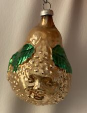 VTG Antique Mercury Glass Pear with Face Christmas Tree Ornament West Germany picture