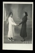 1920s PERU Girls Women Holding Hands Black & White Dress Old  VTG Photo Unusual picture
