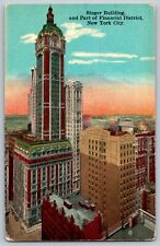New York City  NY - Singer Building - Financial District - Vintage Postcard picture