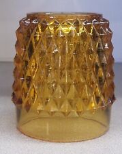 Indiana Glass Amber Diamond Point Fairy Lamp Candle Holder TOP ONLY New Vintage picture