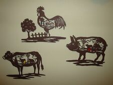 3 Piece Set of Dk. Brown Metal Silhouette Farm Animals- Wall Hangings-8 1/2 x 6 picture