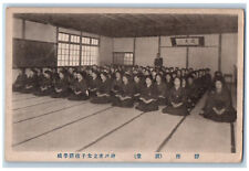Kobe Japan Postcard Kobe School Girl Students Sitting at the Floor c1940's picture