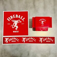 Fireball Whiskey Bar Set, Bar Mats & Plastic Bar Caddy Napkin Holder picture