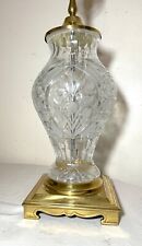 high quality vintage brass clear cut glass etched crystal electric table lamp picture