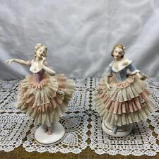Antique Unter weiss bach Lace Doll Porcelain Figurine 2 set picture