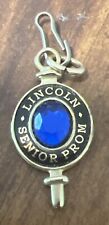 Lincoln  Senior Prom  Lapel Pin Gold Colored  Dangling Key Vintage picture
