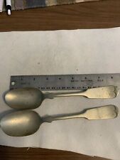 (2) Antique Hall & Elton 8” Serving Spoons Fiddle Wing picture