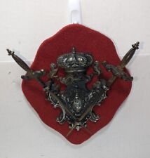 Vintage Double Sword Double Lion Crown Family Crest Coat of Arms Ornate Shield picture