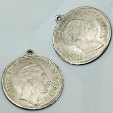 1900 Italy Germany Kings Kaiser Wilhelm II Victor Emmanuel III medal pendant old picture