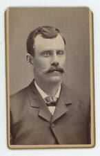 Antique ID'd CDV Circa 1870s Handsome Man Named Uncle Henry In Suit  Lyons, KS picture