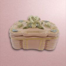 Antique 1940’s NANCY CHINA Pottery Pink Trinket Box/Jewelry Box - Hand Made picture