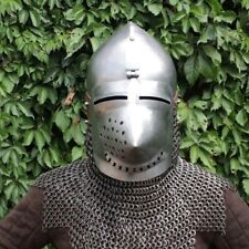Medieval Steel Klappvisor Hounskull Bascinet Helmet with aventail, Steel Wearabl picture