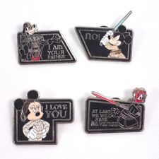 Lot of 4 Disney Pin Trading STAR WARS MYSTERY COLLECTION Quotes Luke Darth Leia picture