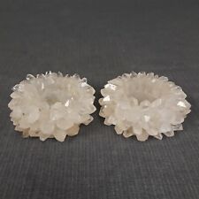 Gorgeous Quartz Crystal Candle Holders Pair Tea Light Set of 2 Healing Energy picture