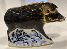 RARE ROYAL CROWN DERBY ENGLISH BONE CHINA 2008 LARGE THE WILD BOAR PAPERWEIGHT picture