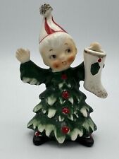 Vintage Lefton Ceramic Christmas Tree Boy Figure - Japan picture