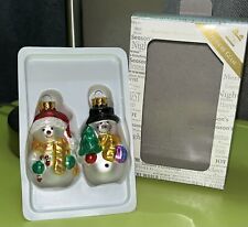 Gorgeous NEW Hand Crafted & Painted Treasure Glass Snowmen Christmas Ornaments picture